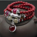Bracelet Mala "Agilité de l'Esprit et Abondance" en perles de Cinabre et Grenat